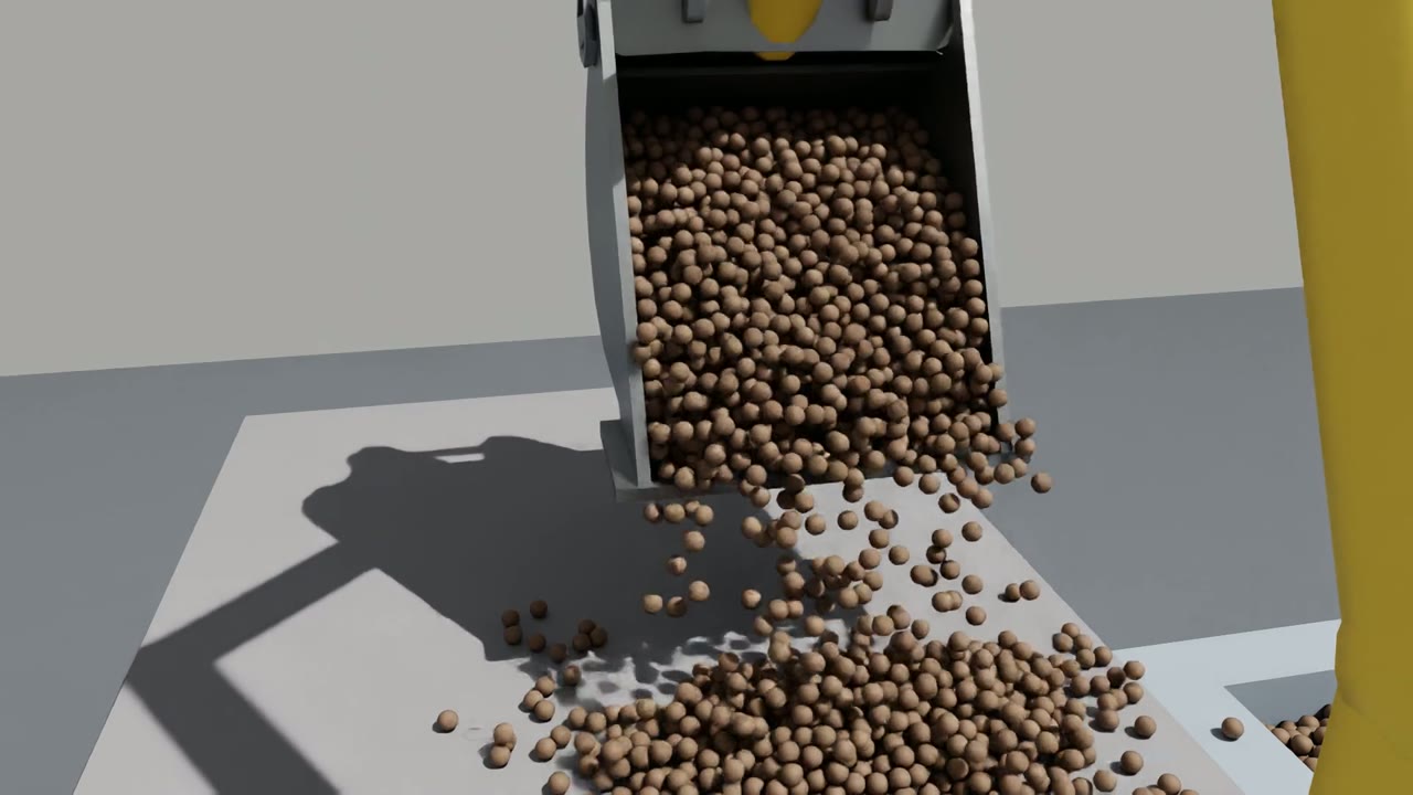 Full excavator arm — grain-scale close-up